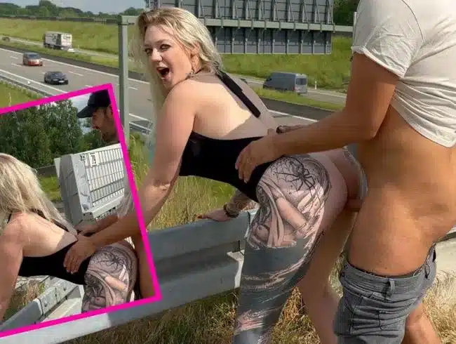 EXTREM PUPLIC!! Creampie auf der A8 Autobahnbrücke!!