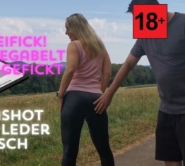 Frei ficken! Aufgegriffen und gefickt, Cumshot auf Lederarsch