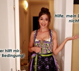 Hilfe, mein Dirndl geht nicht zu! Stiefbruder hilft mir - unter einer Bedingung!