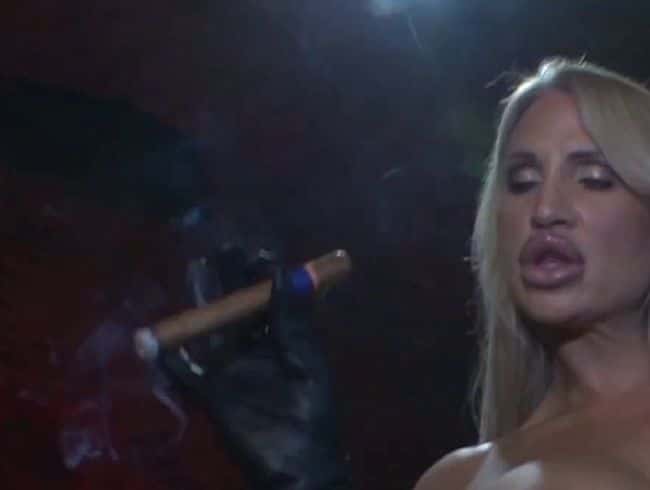 Lips, breasts, fur and cigar